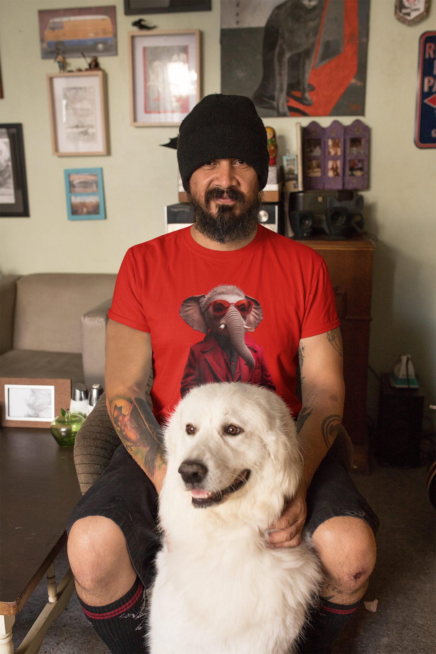 Elephant in Red Coat T-Shirt | Cool Animal Illustration