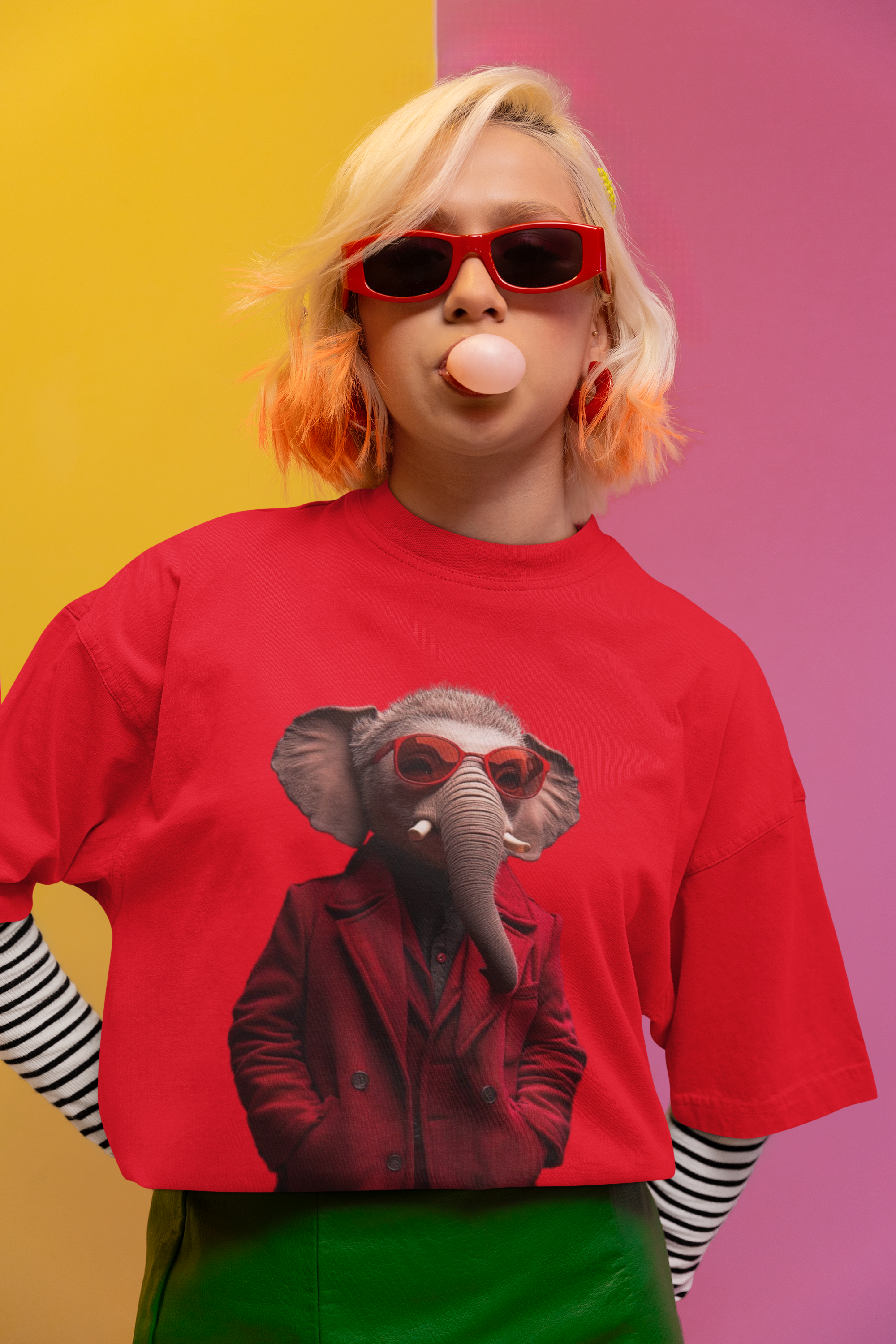 Elephant in Red Coat T-Shirt | Cool Animal Illustration