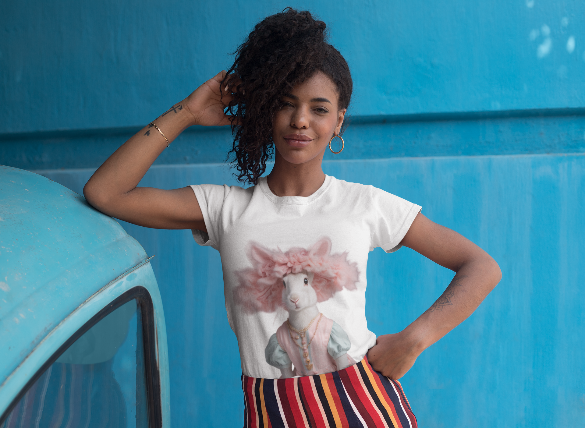 Whimsical Bunny Graphic Tee - Perfect for Easter and Spring Celebrations