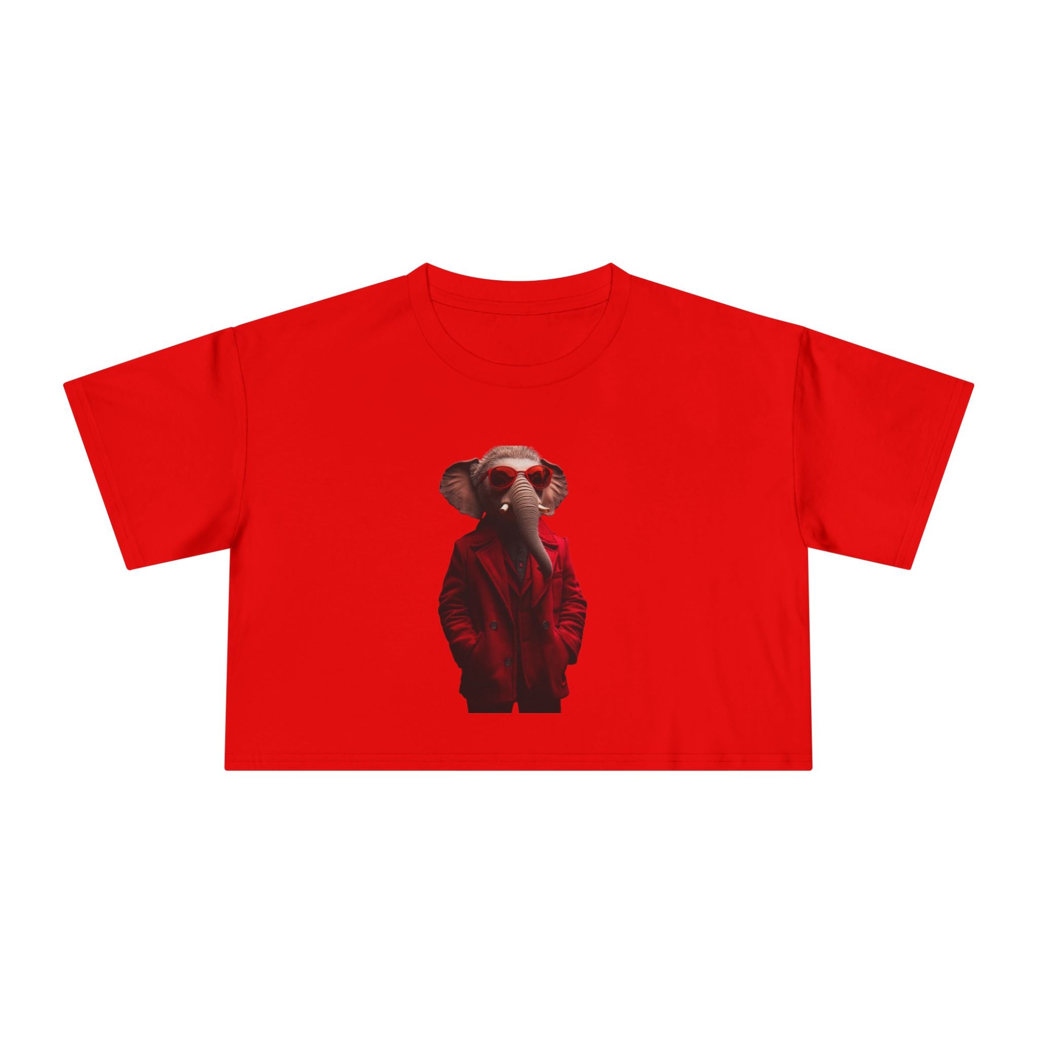 Elephant Cool Crop Tee — Red Fashion Graphic Top